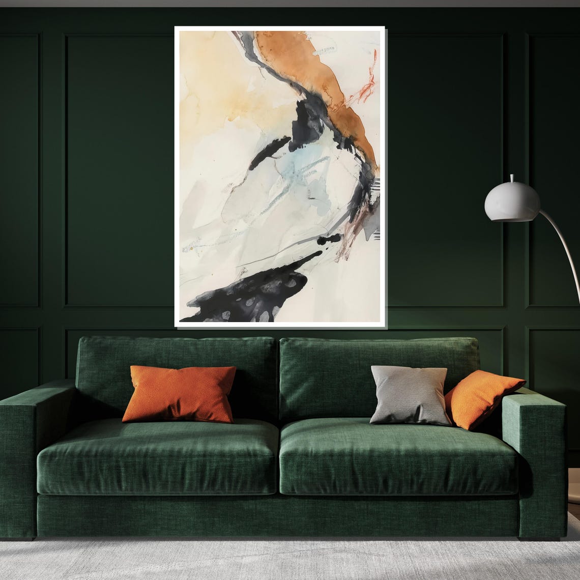 Flowing Rust Black Ink Modern Abstract Earth Tone Art Poster - Image 3
