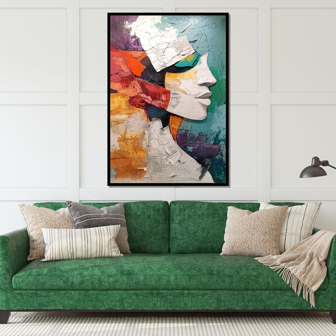 Abstract Colorful Face Portrait Textured Modern Expressionism Print - Image 4
