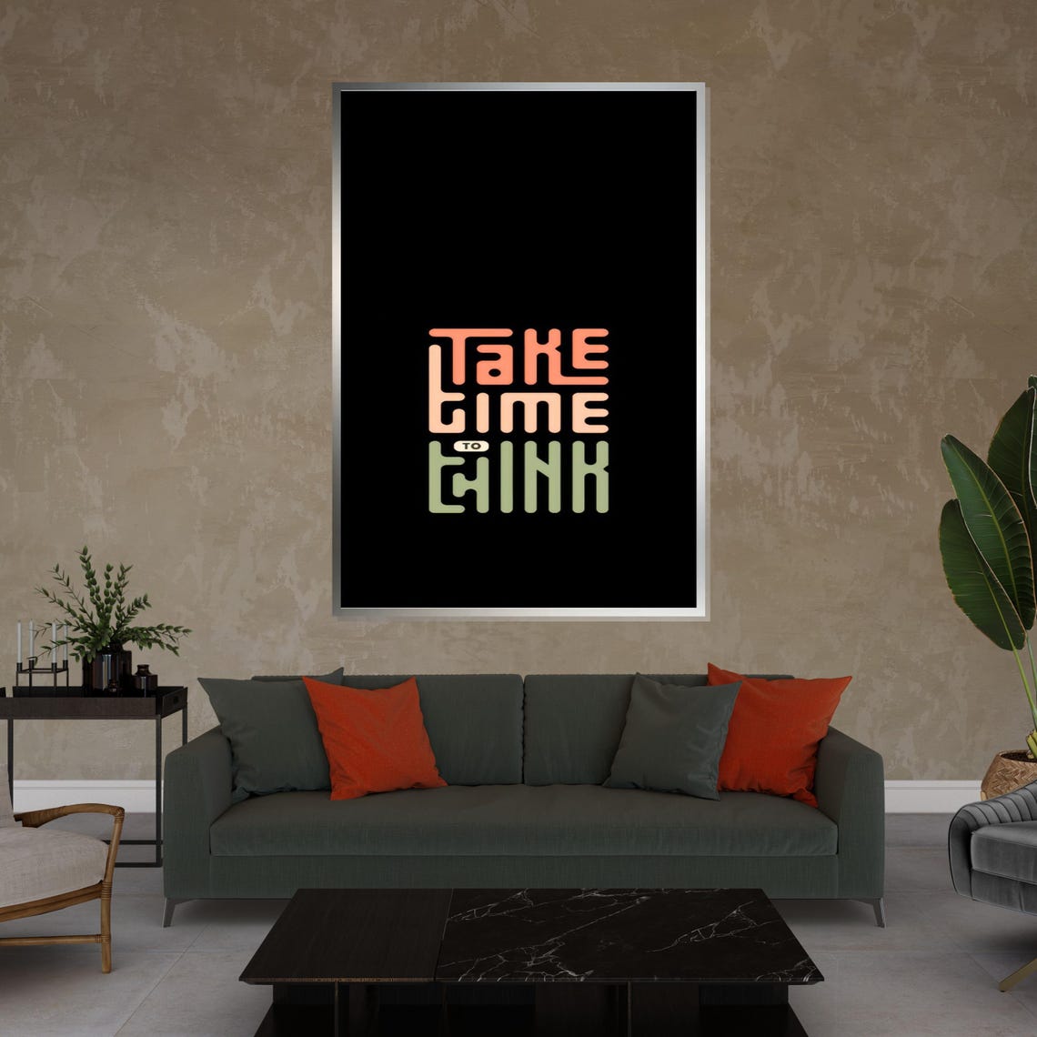 Take Time To Think Retro Stacked Colorful Typography Quote Poster - Image 3