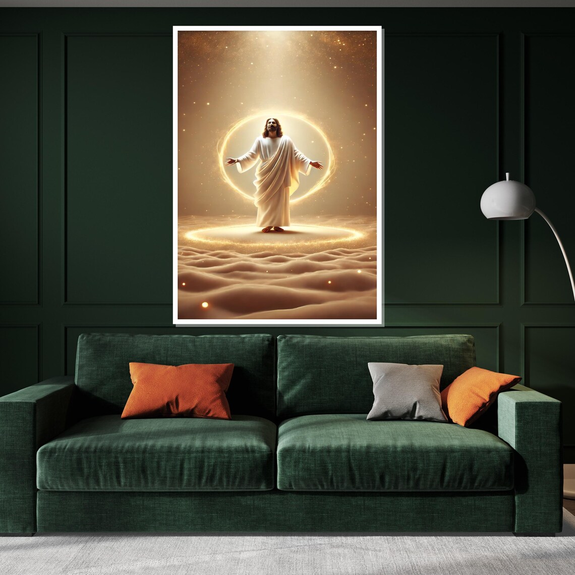 Jesus Christ In Radiant Halo Golden Divine Light Christian Wall Art - Image 3