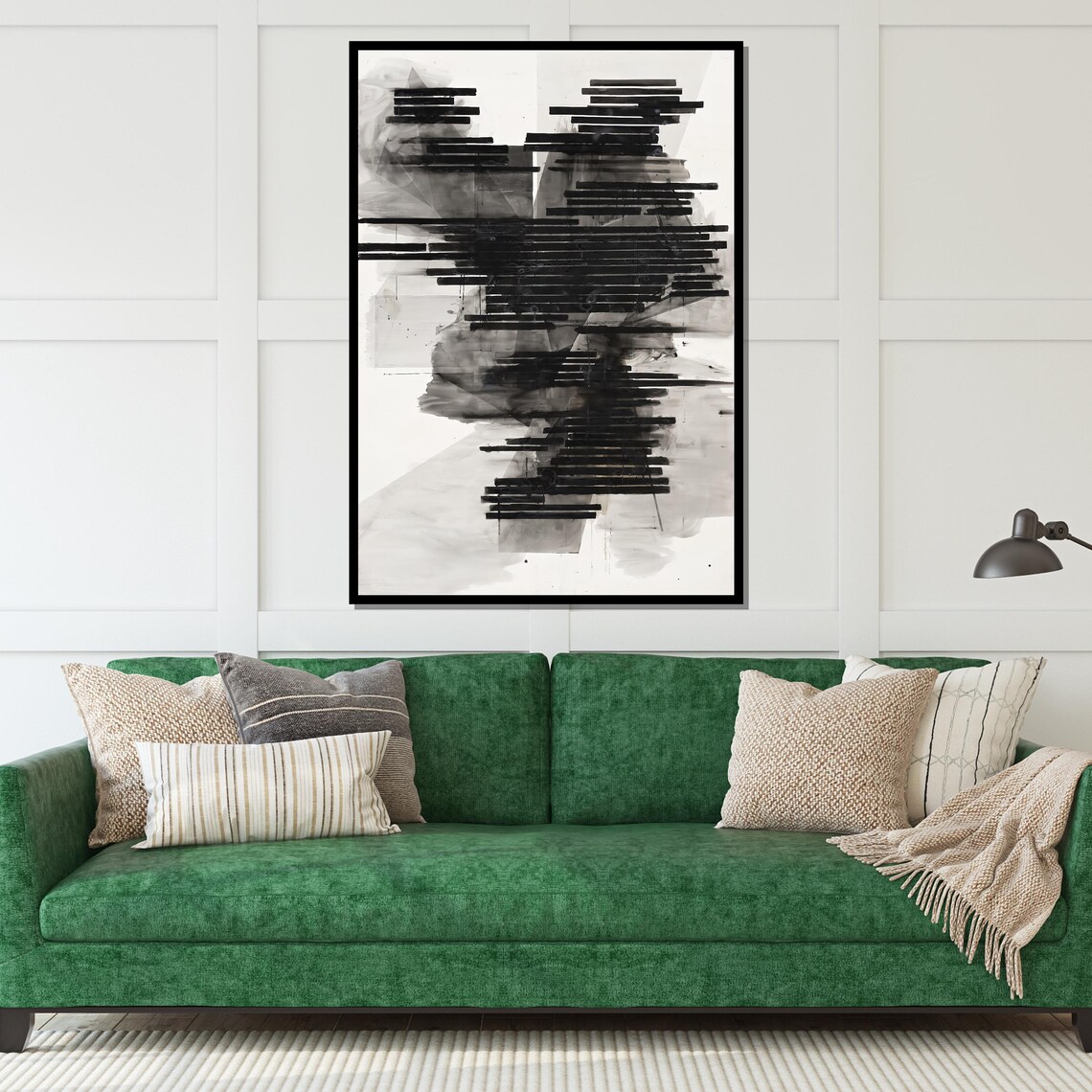 Black White Linear Bars Modern Monochrome Abstract Art Poster - Image 4