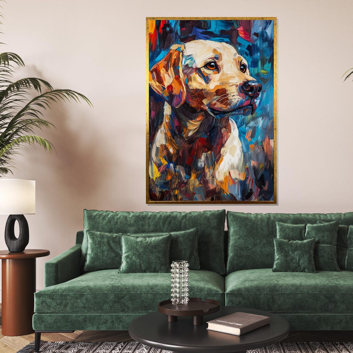 Expressive Labrador Retriever Colorful Painted Dog Portrait Poster