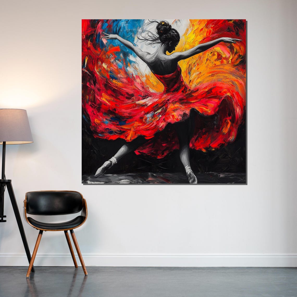 Flamenco Dancer in Red Dress Vibrant Abstract Expressionist Poster - Image 2