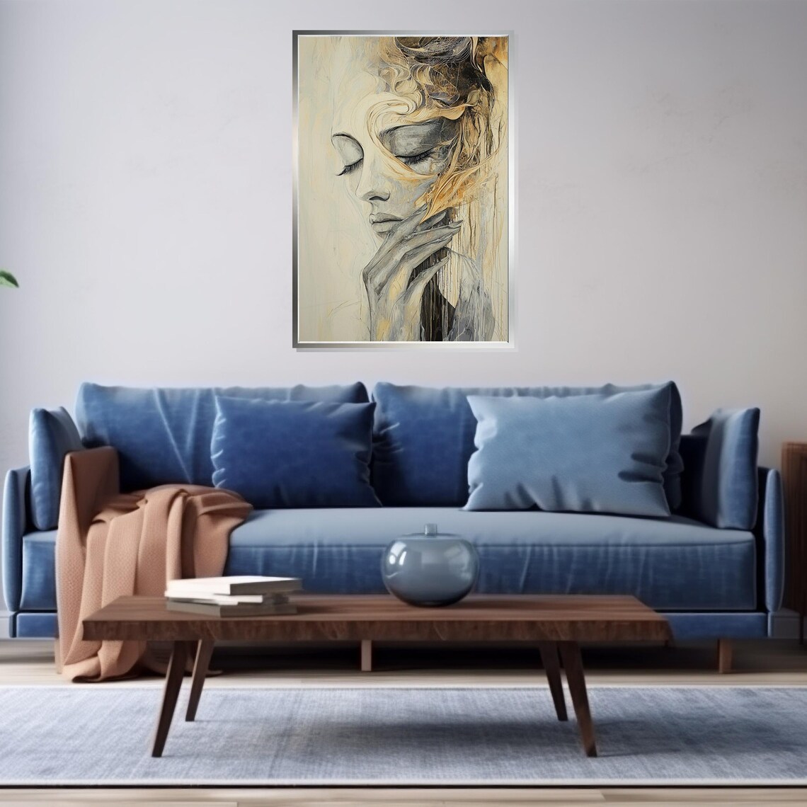 Dreamy Woman Portrait Abstract Face Gold Swirl Elegant Poster - Image 4
