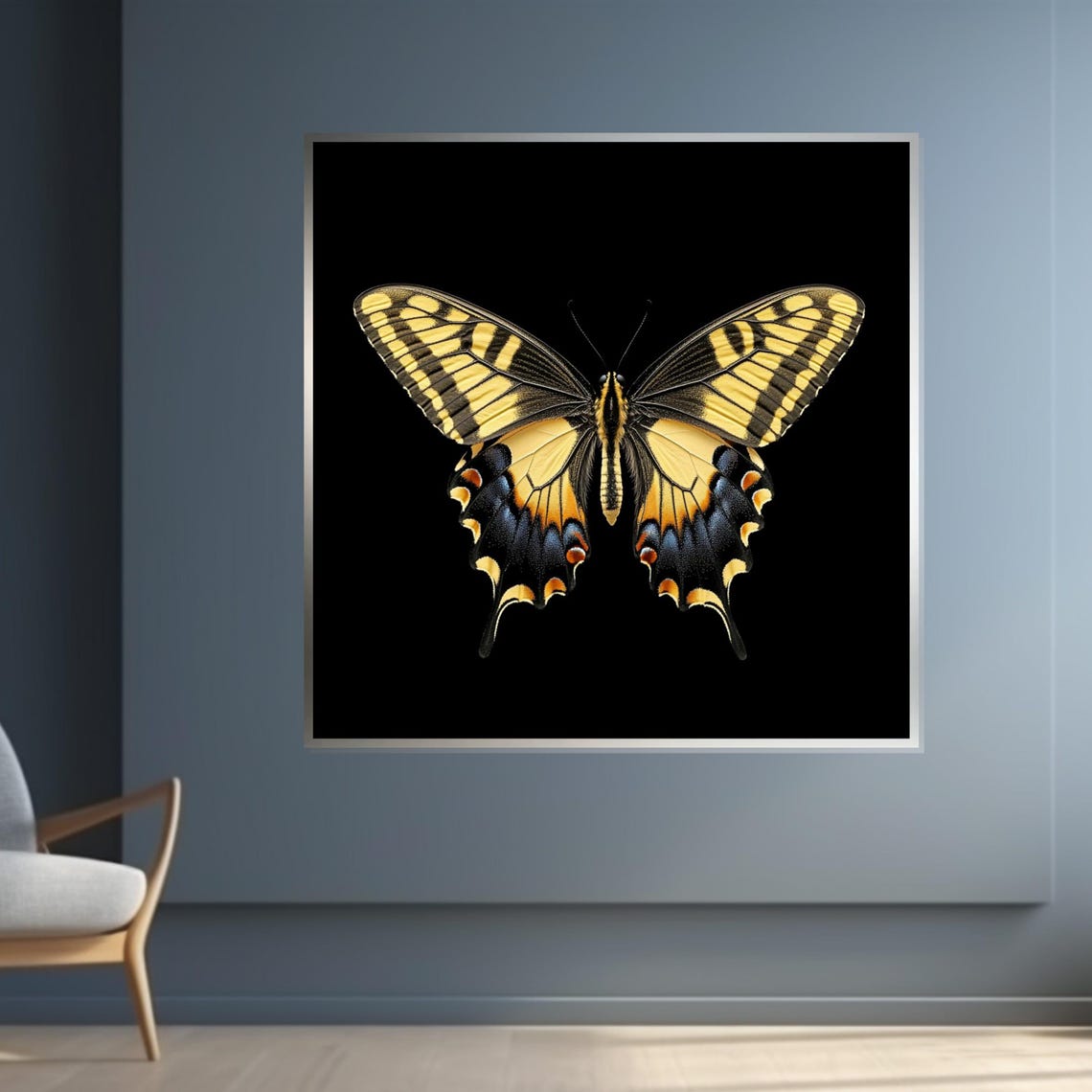 Yellow Swallowtail Butterfly On Black Dramatic Insect Art Poster - Image 4
