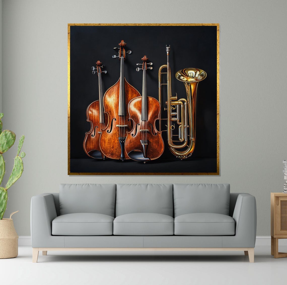 Classical Violin Cello and Tuba on Black Elegant Music Poster