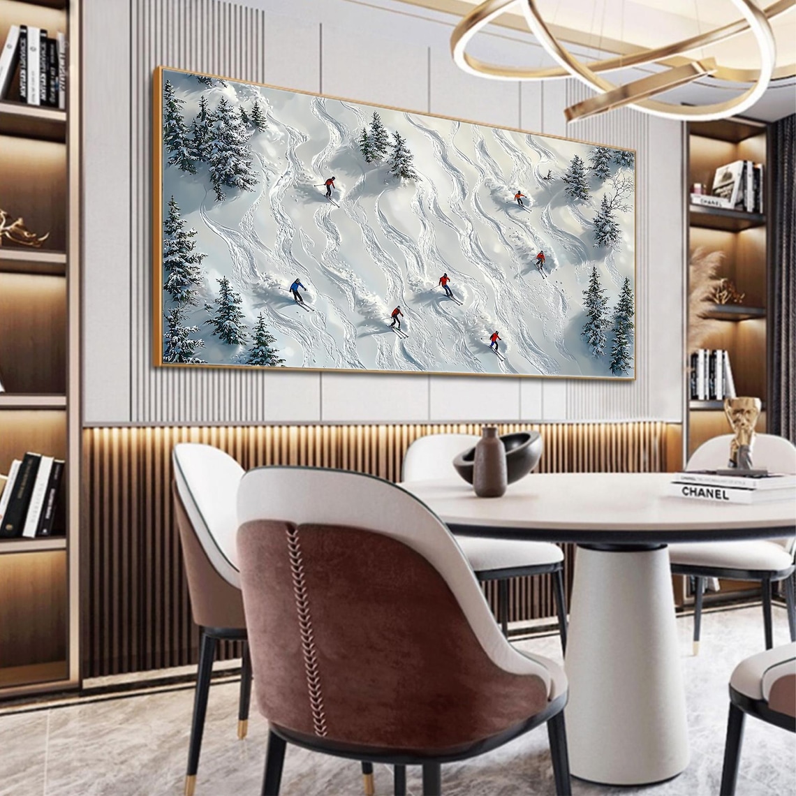 Abstract Skiing Winter Oil Painting Custom Art Print - Image 3