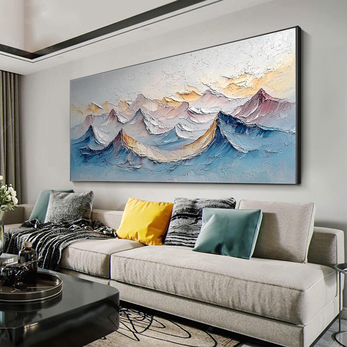 Abstract 3D Mountain Oil Painting, Minimalist Art Print - Image 2