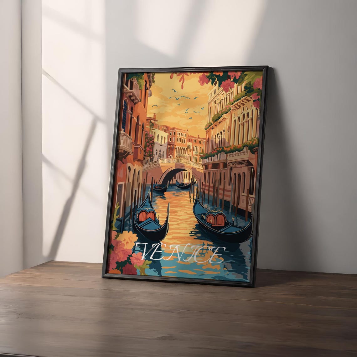 Venice Italy Grand Canal Gondolas Sunset Vintage Travel Poster - Image 2