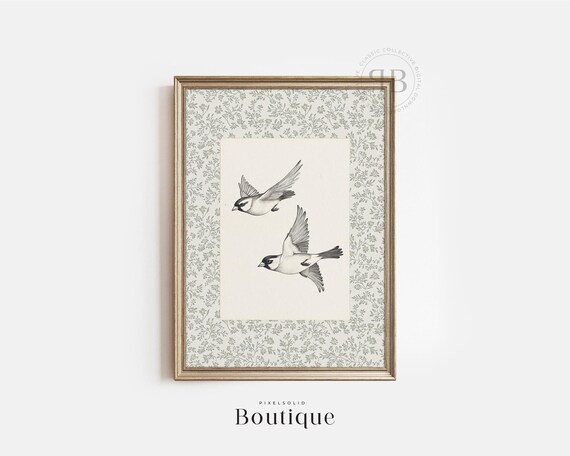 Farmhouse Bird Illustration Vintagestyle Sketch Black And White Wall Art Botanical Drawing Minimalist Decor No699