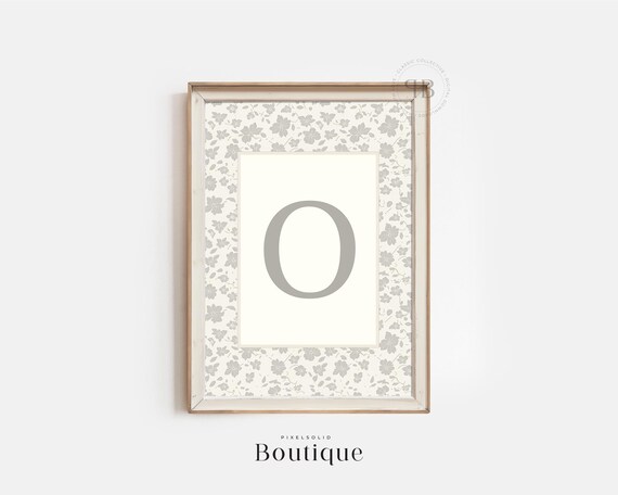 Elegant Floral Monogram Letter O Print New Baby Gift Design Initial Decor Nursery Art No496