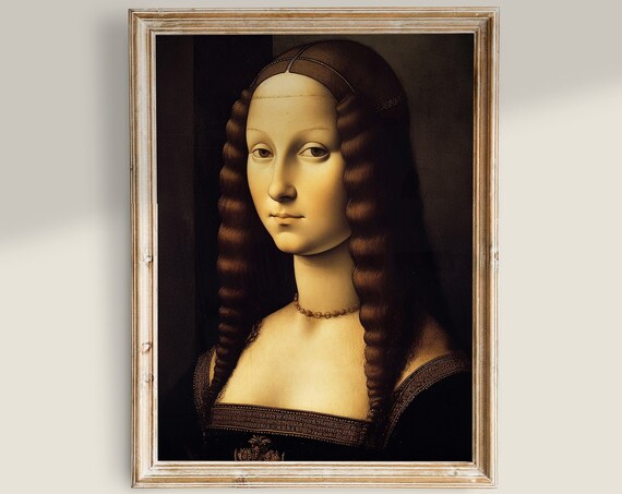 Renaissance Woman Braided Hair Vintage Oil Portrait Dark Academia Poster