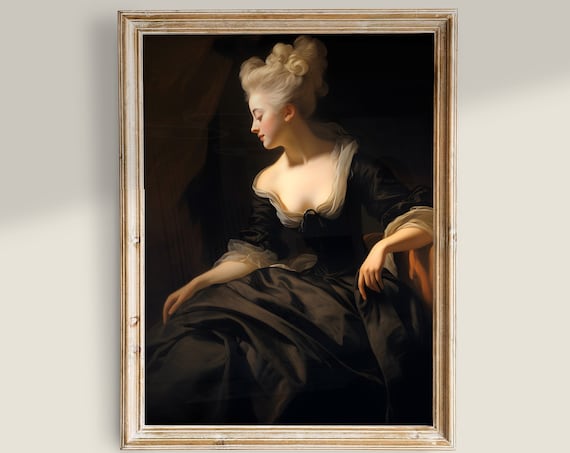 Moody Woman Portrait Art, Victorian Vintage Print