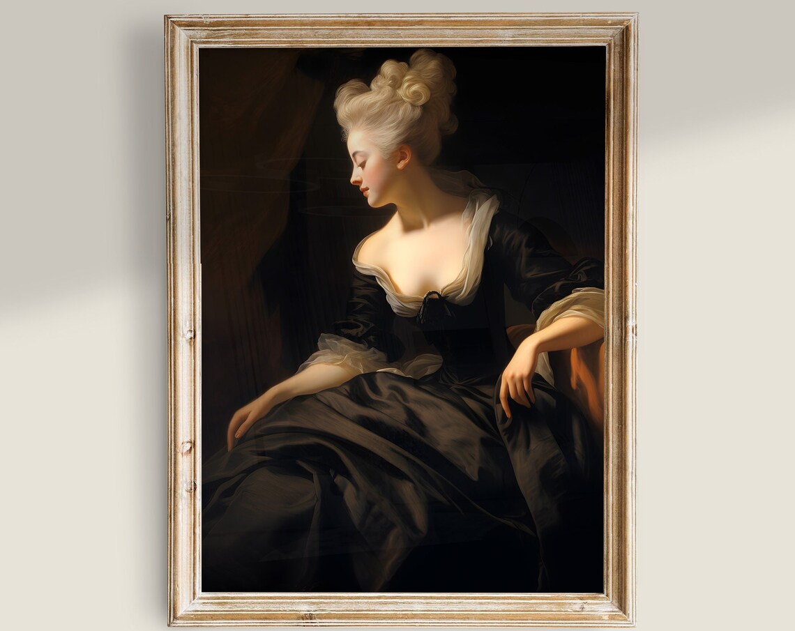 Moody Woman Portrait Art, Victorian Vintage Print
