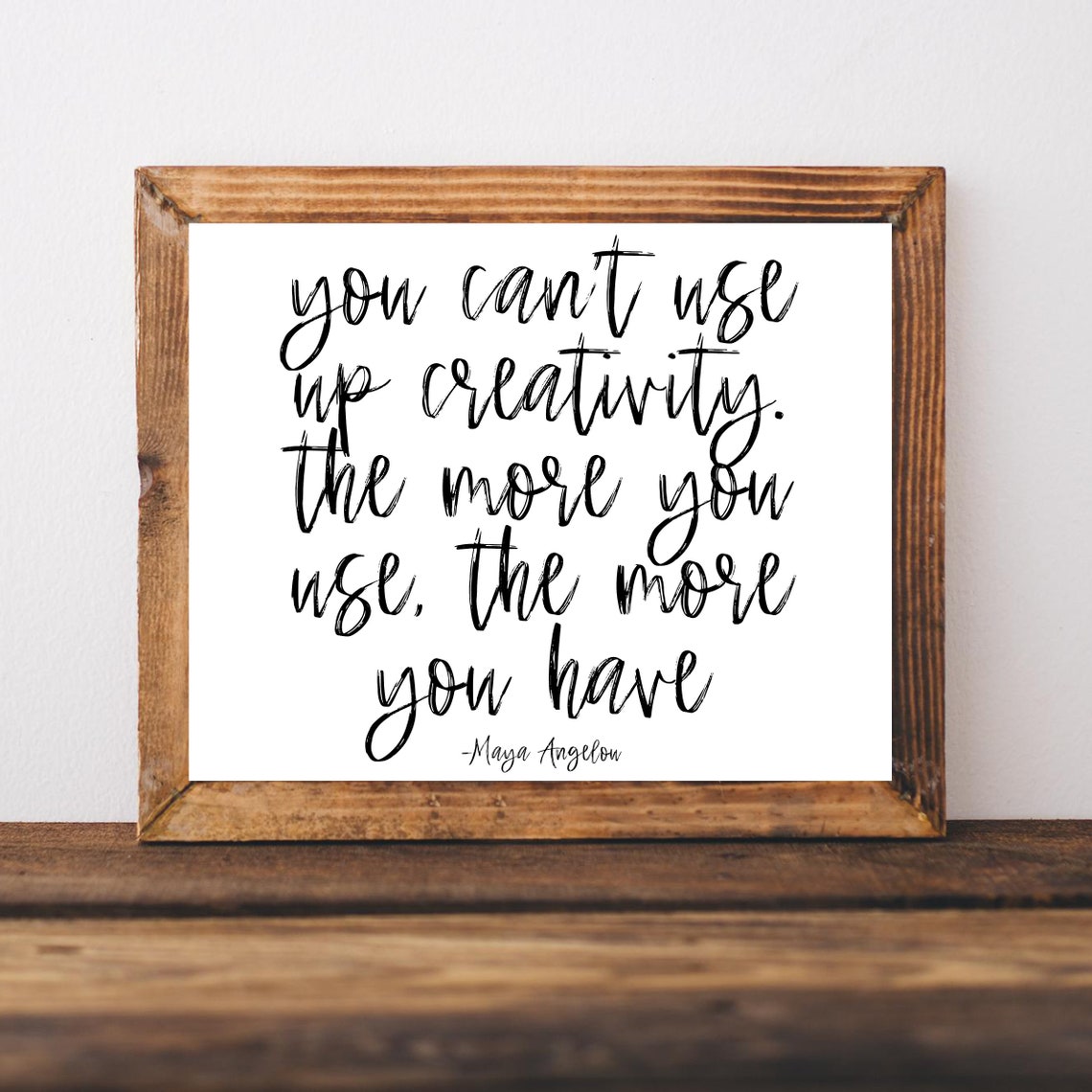 Maya Angelou Creativity Quote Black Script Typography Poster