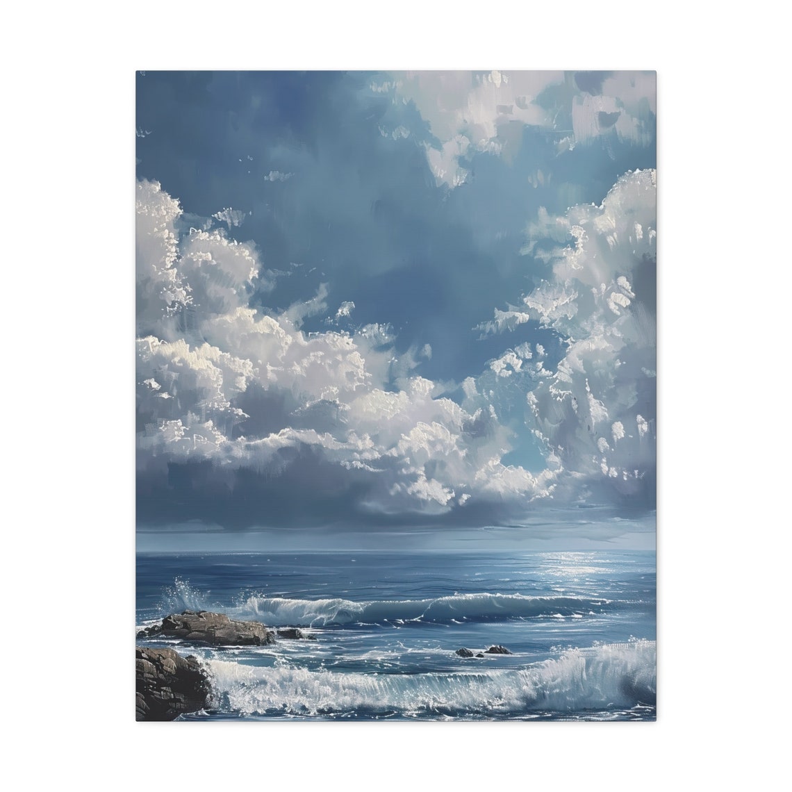 Ocean Waves Under Dramatic Cloudscape with Rocky Coast Poster - Image 3