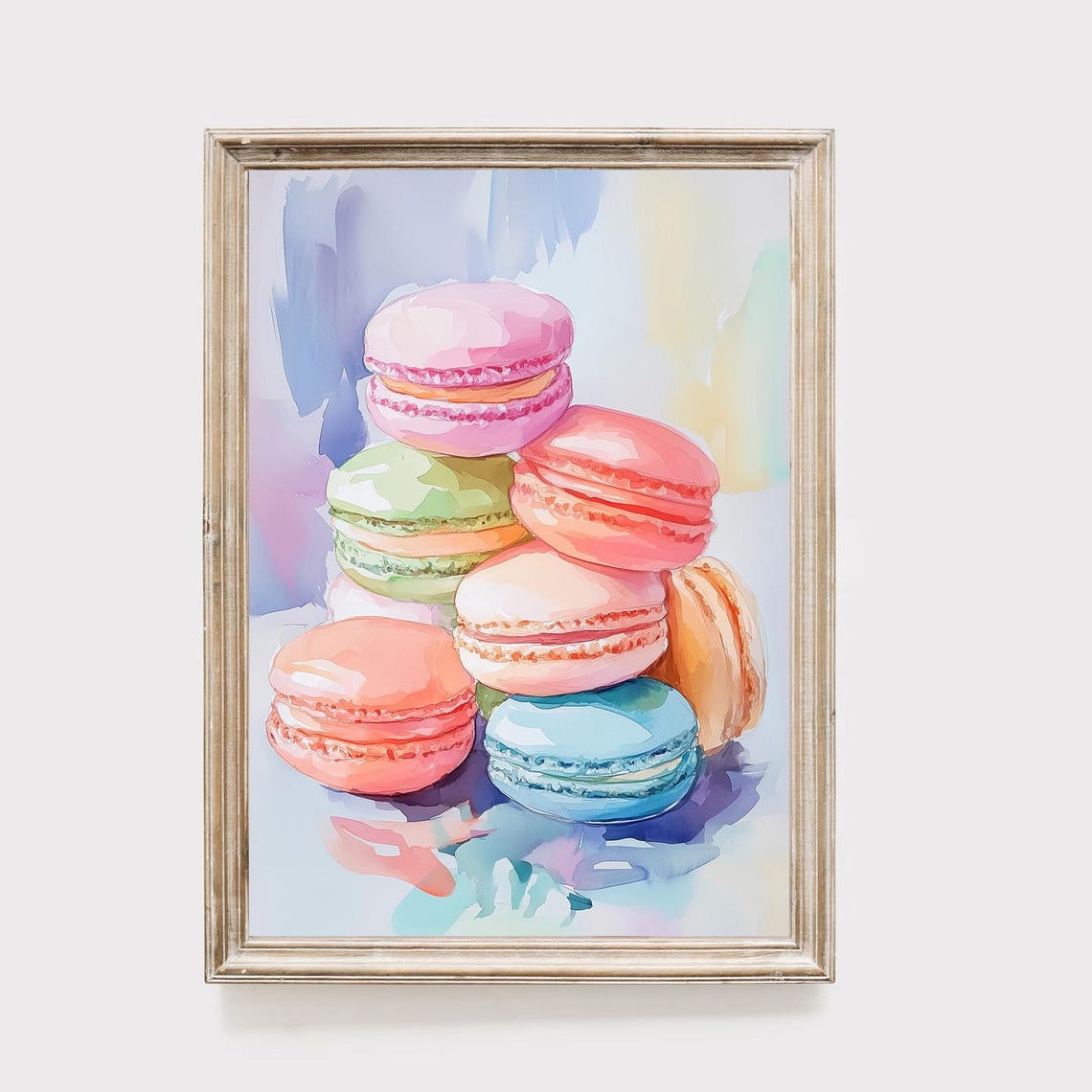 Colorful French Macarons Stacked Sweet Pastel Kitchen Poster
