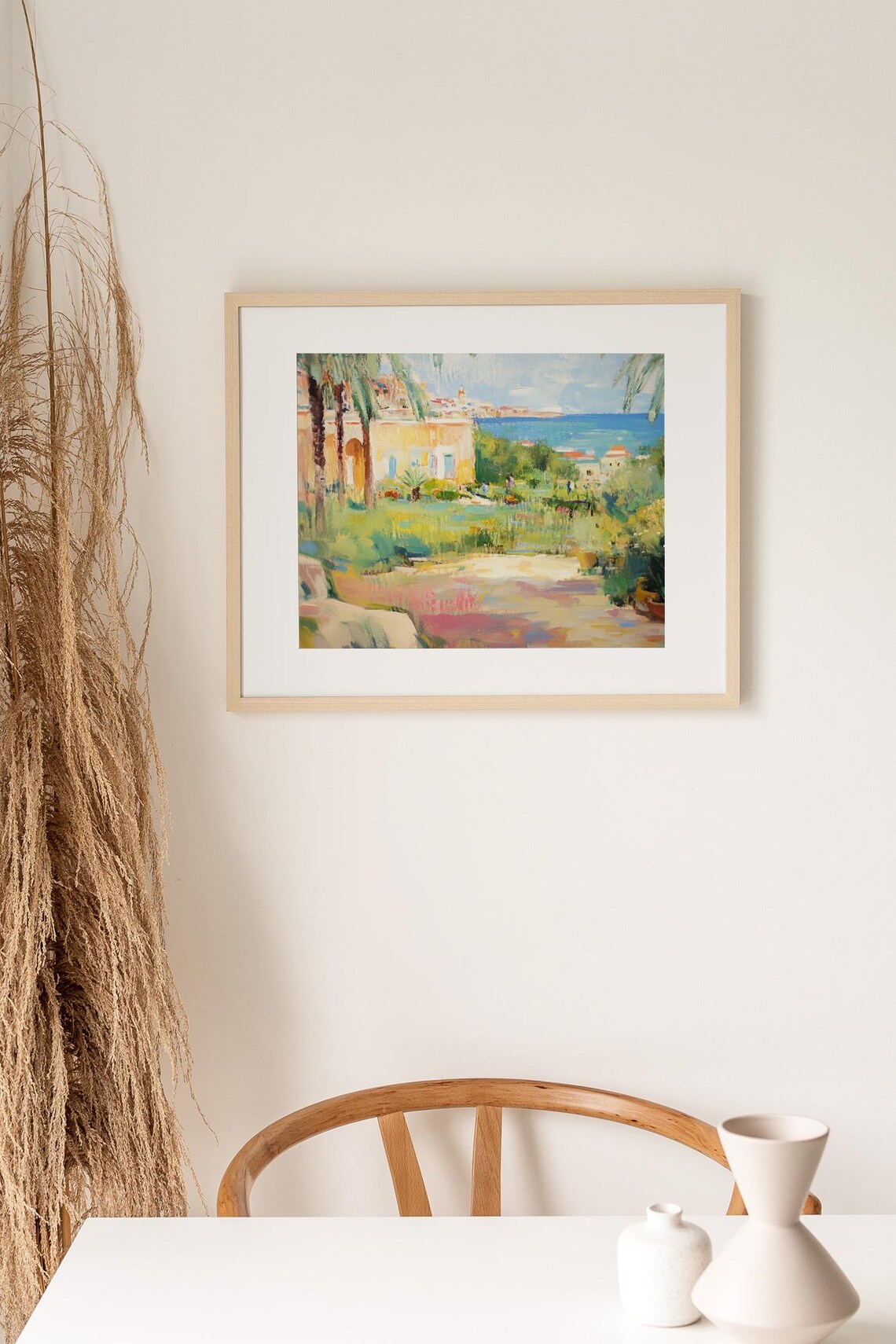 Mediterranean Seaside Town Colorful Coastal Landscape Painting Poster - Image 2