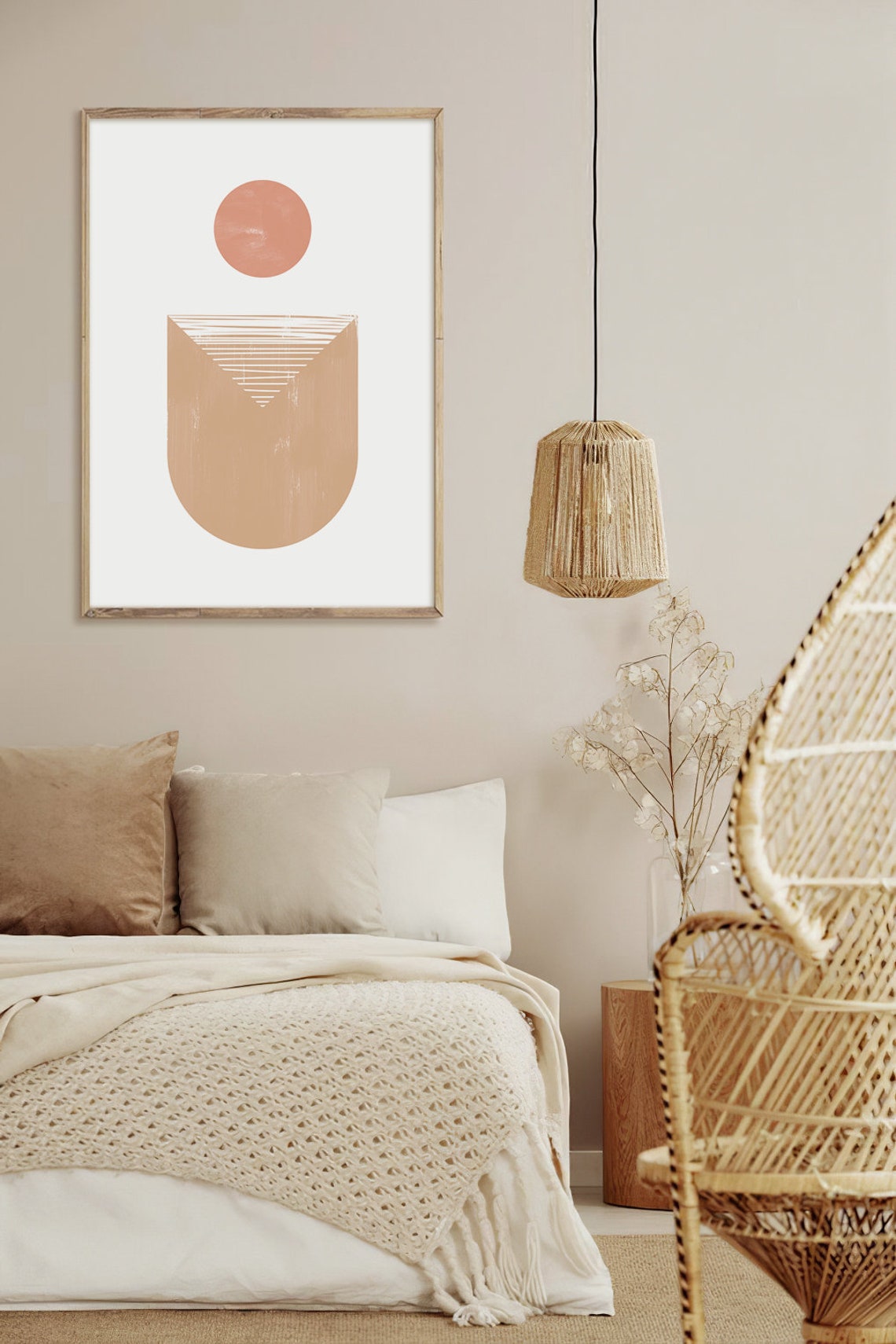 Terracotta Sun Circle Geometric Arch Minimal Modern Wall Poster - Image 2