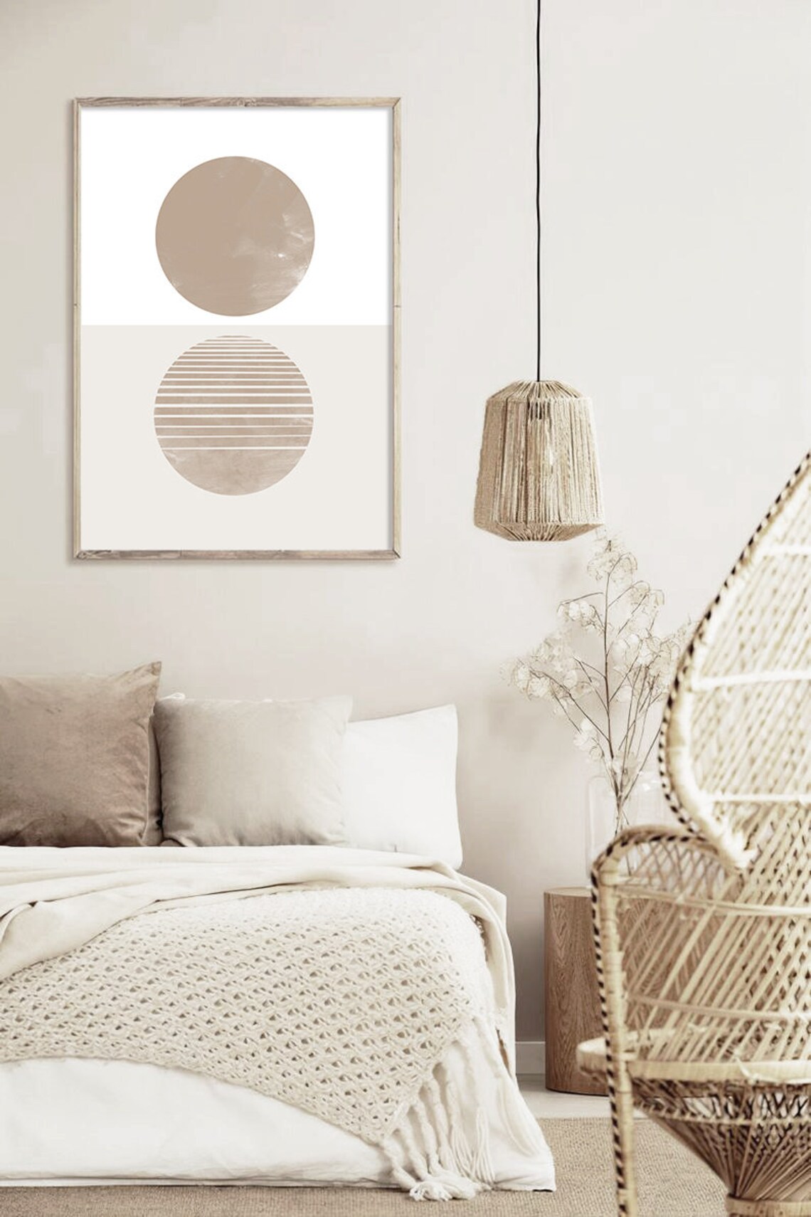 Abstract Sunset Print, Beige Boho Mid-Century - Image 3