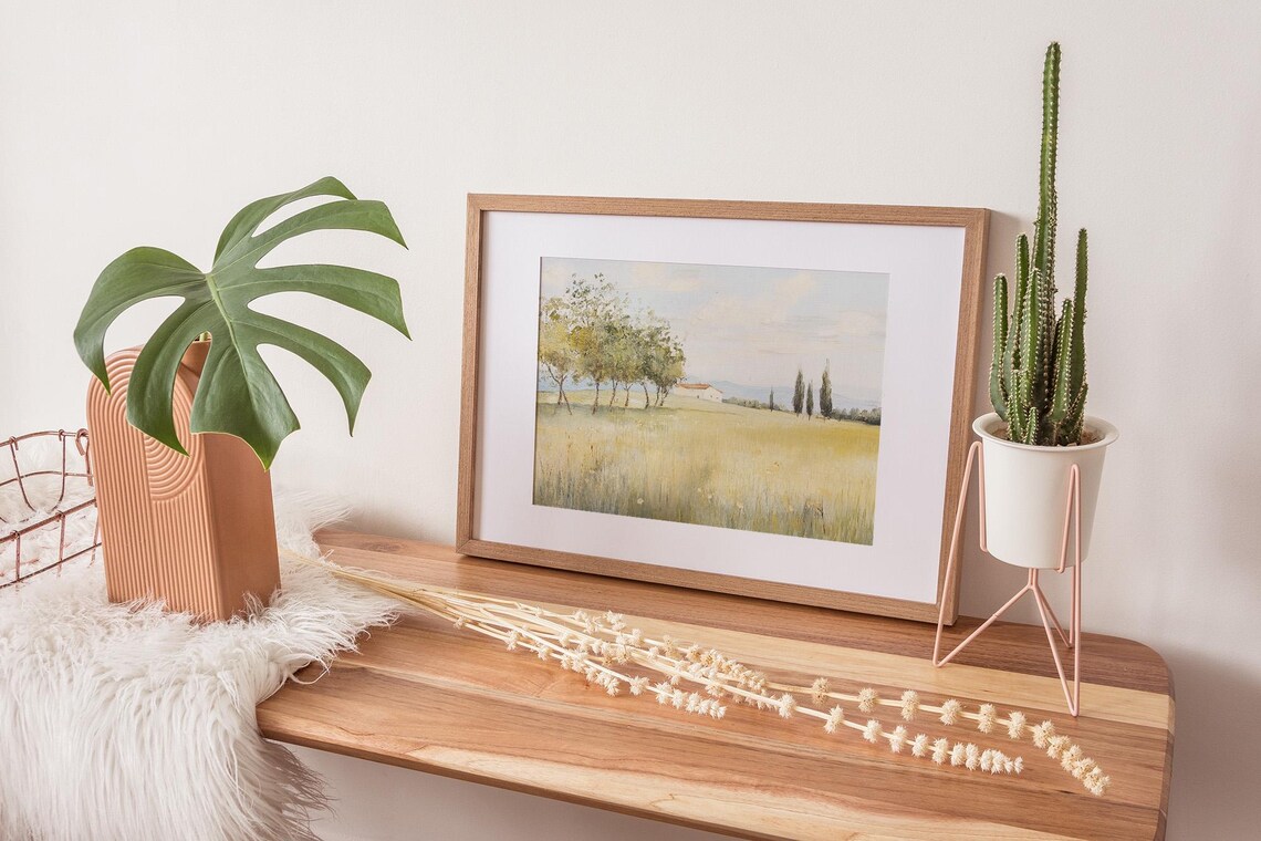 Tuscan Countryside Villa Golden Wheat Field Cypress Trees Poster - Image 2