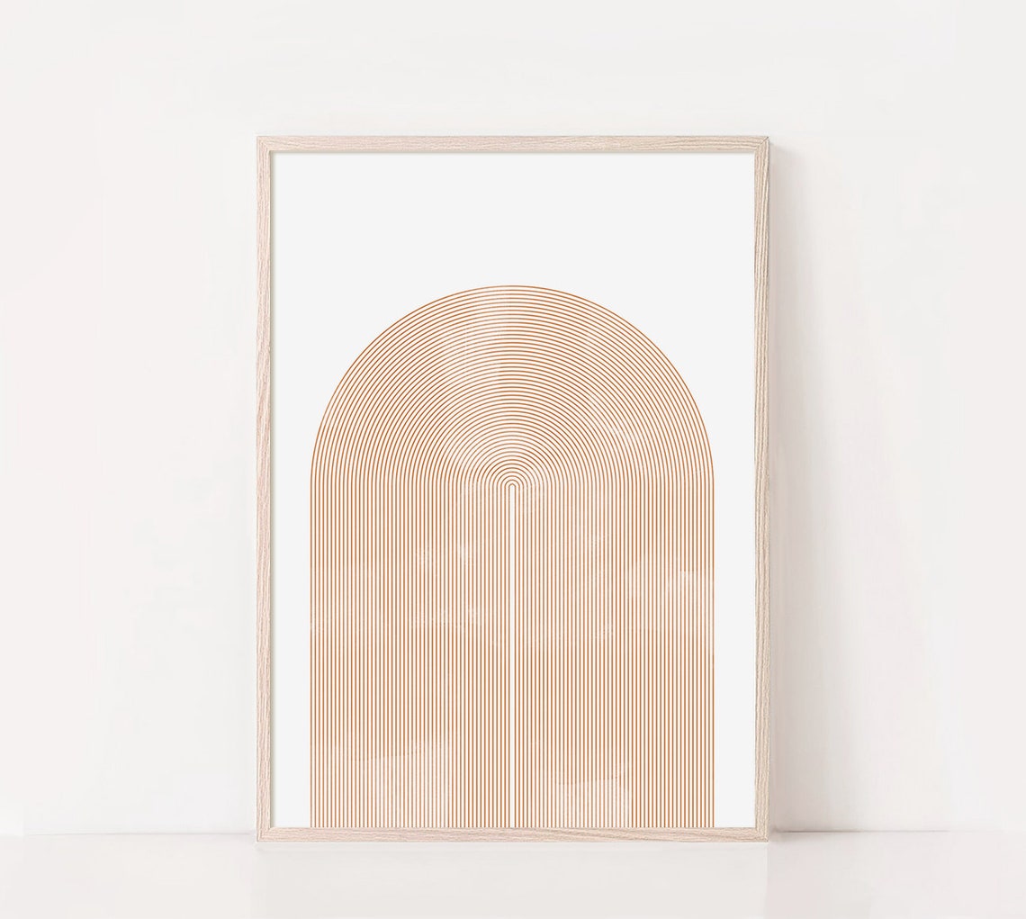 Geometric Arch Concentric Tan Lines Mid Century Modern Poster