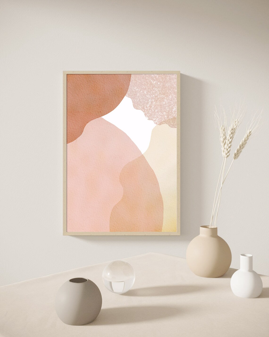 Abstract Terracotta Shapes Blush Pink Minimalist Modern Art Poster