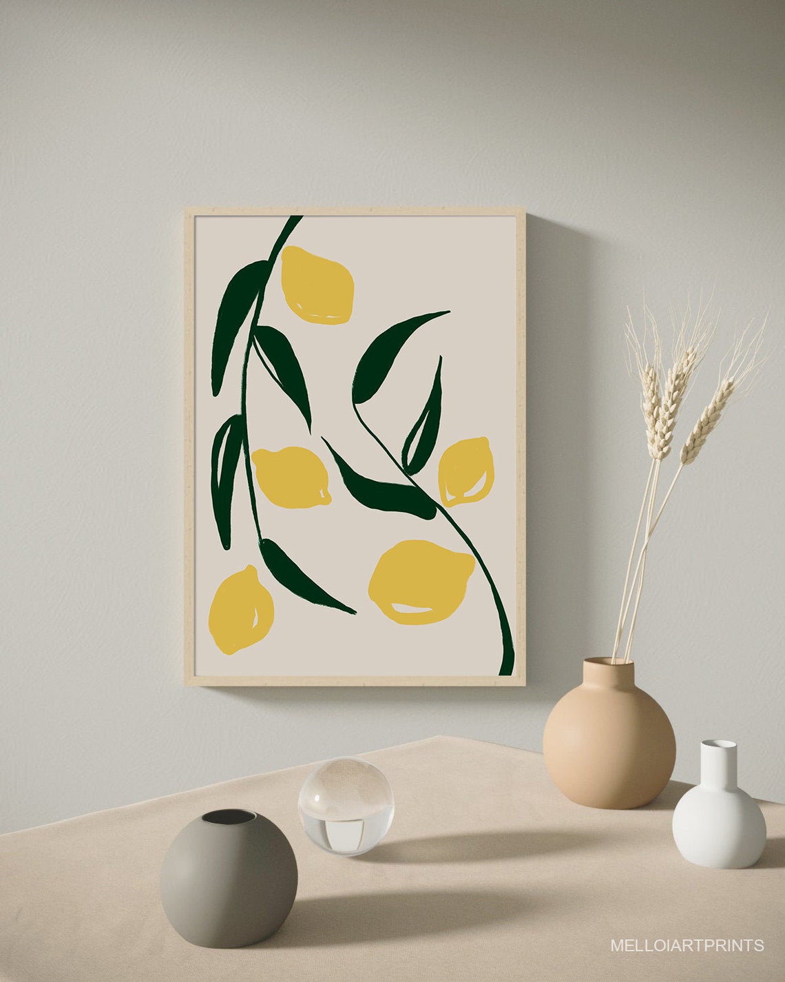 Modern Lemon Branch Yellow Citrus Minimalist Kitchen Art Poster - Image 3