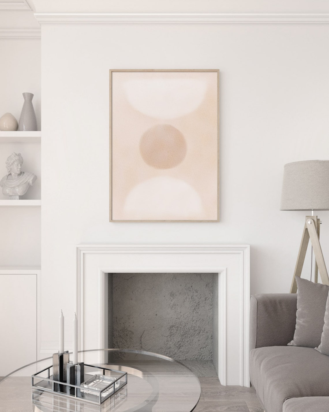 Peach Sun Abstract Art Modern Circle Geometric Aesthetic Poster - Image 2