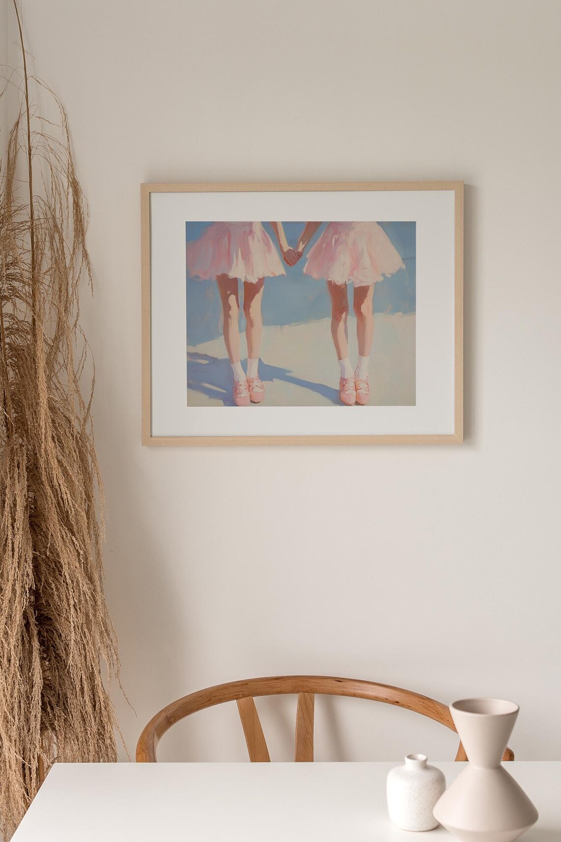 Sweet Girls In Pink Tutus Holding Hands Ballet Dance Art Poster - Image 3