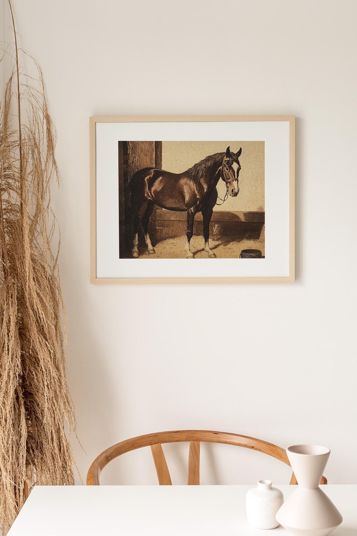 Brown Horse Standing Vintage Stable Equestrian Portrait Poster - Image 3