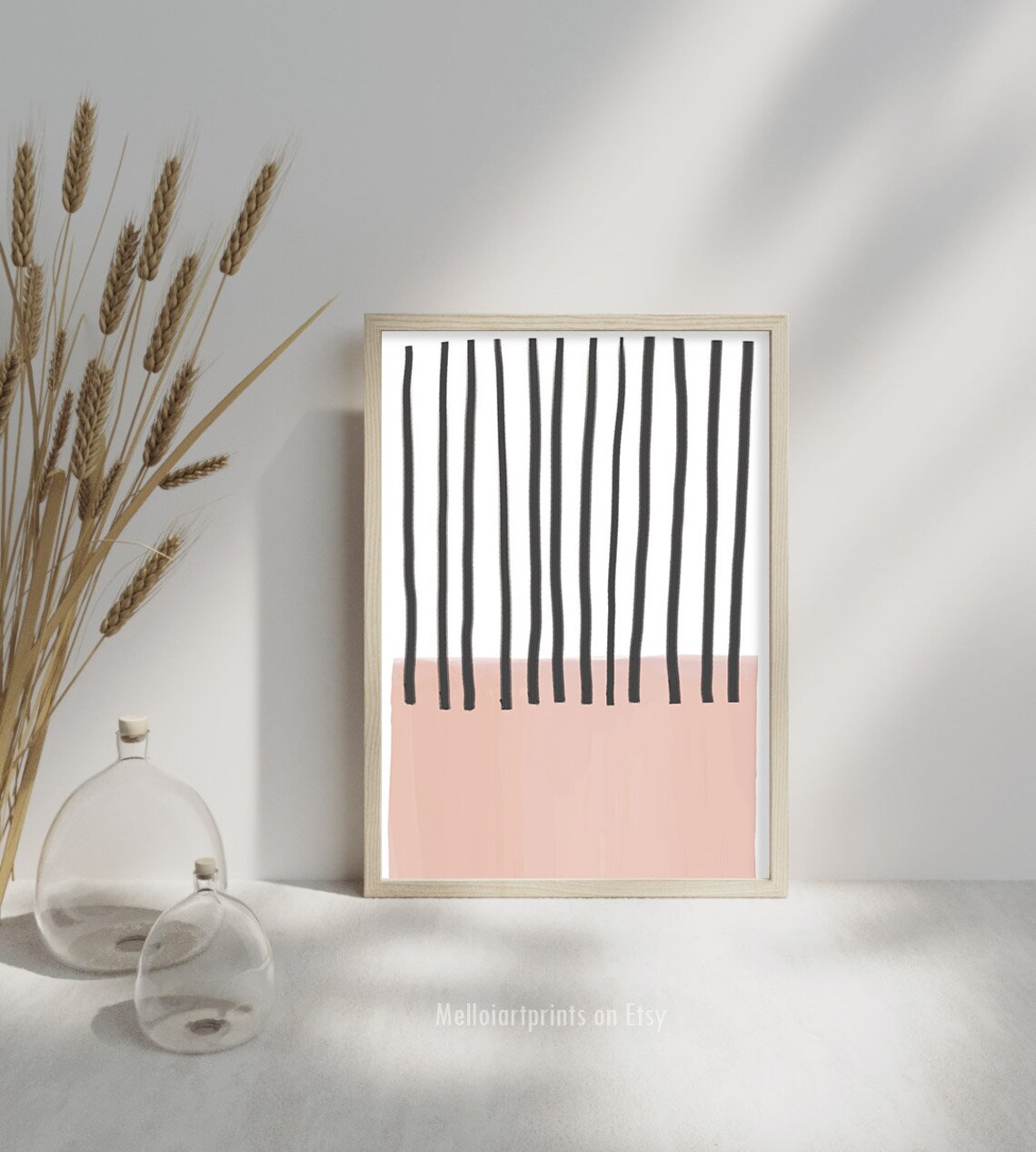 Black Brush Stripes Blush Block Abstract Modern Minimal Poster - Image 2