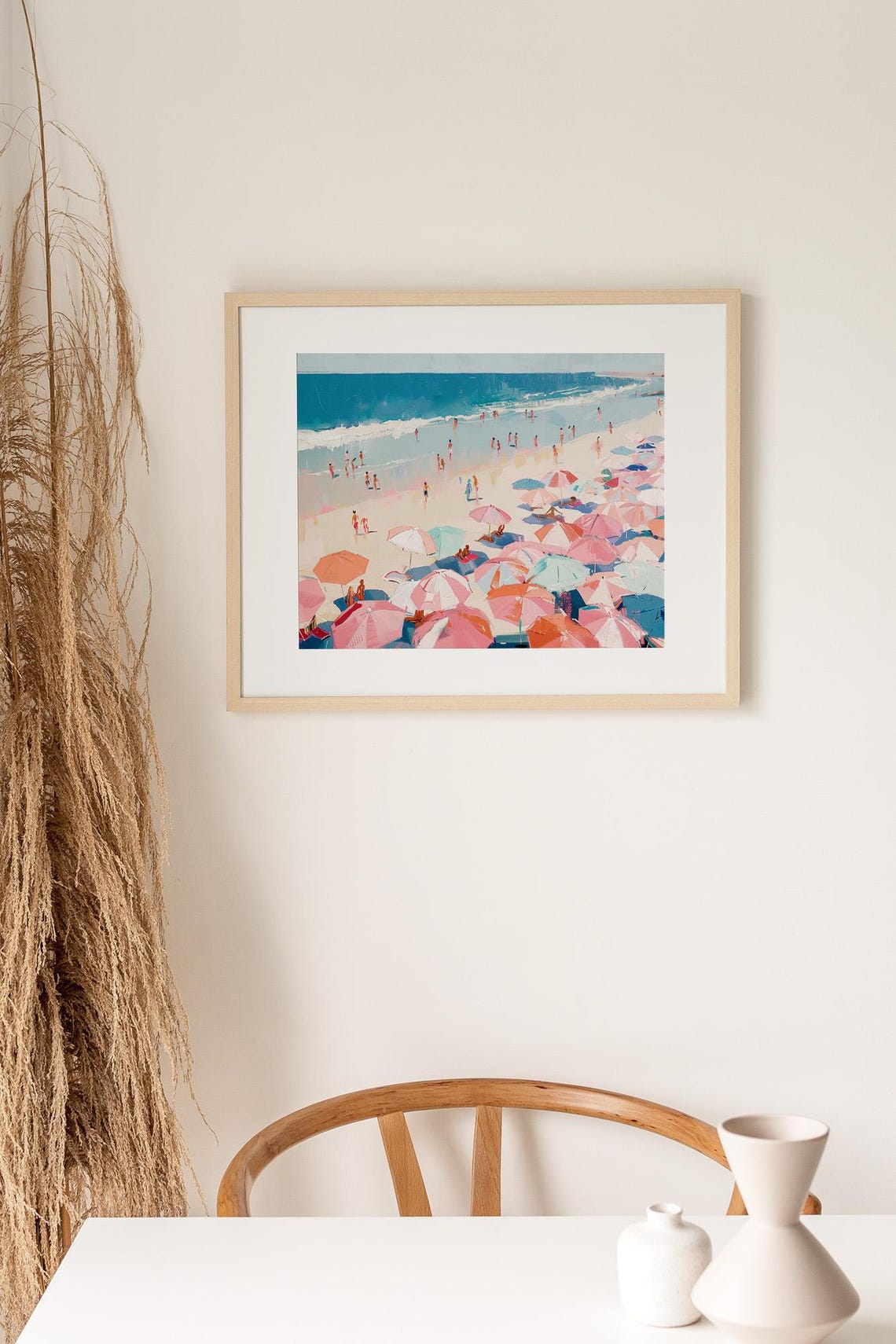 Colorful Beach Umbrellas Aerial View Ocean Summer Impressionist Poster - Image 2