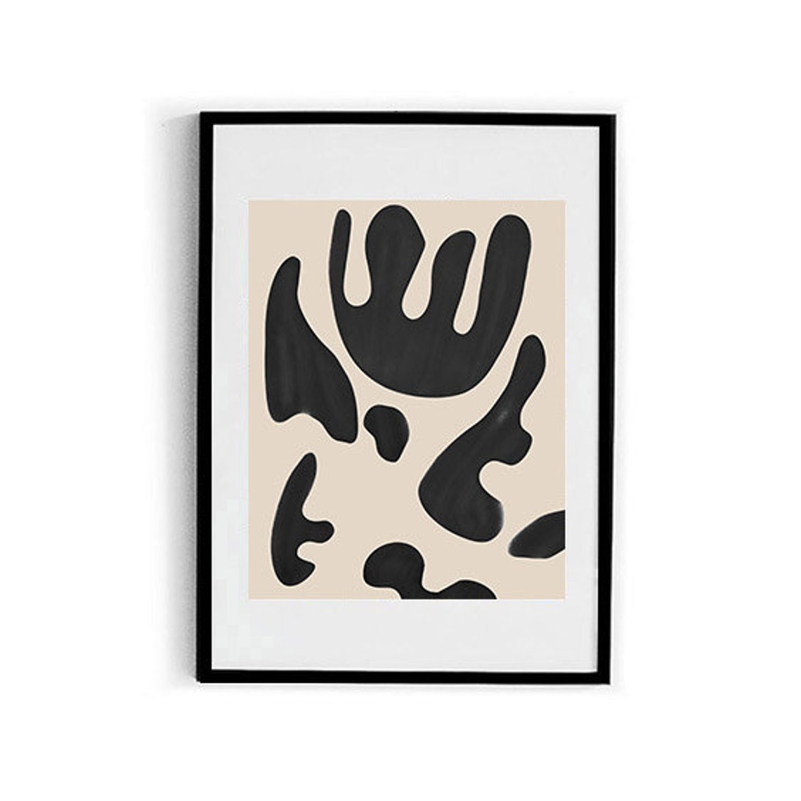 Black Organic Blobs Cream Background Bold Modern Abstract Poster - Image 2