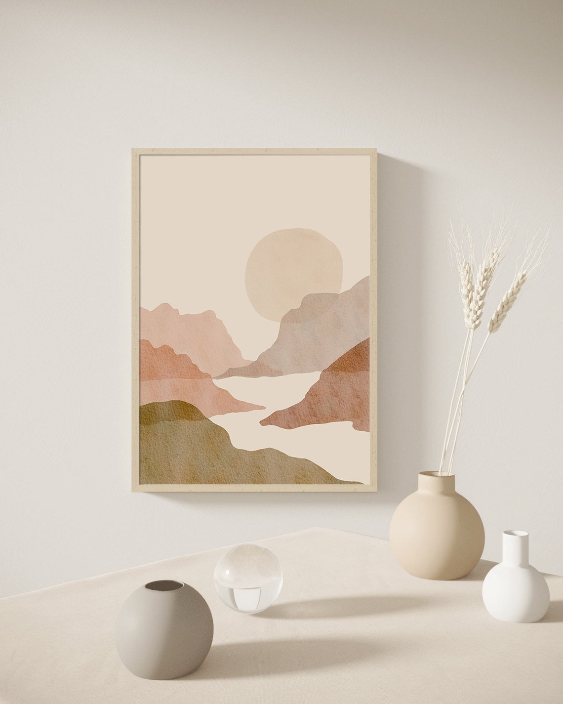 Peach Terracotta Desert Canyon Sun Abstract Watercolor Poster Decor - Image 3
