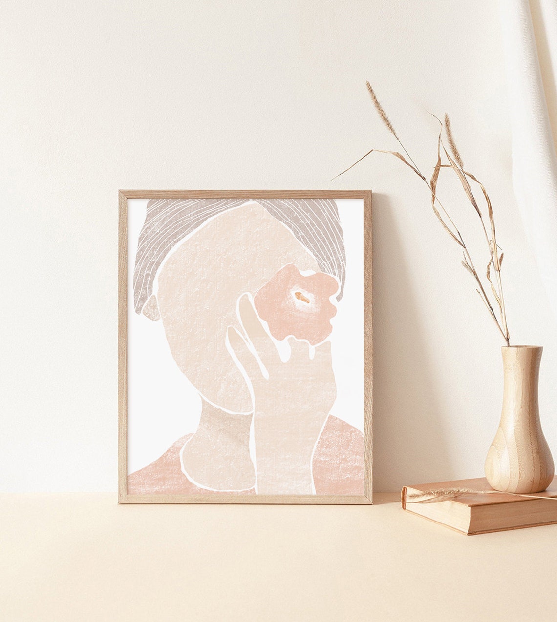 Beige Pink Color Female Art Earth Tone Wall Art Print Neutral Wall Art Boho Decor Abstract Art Print - Image 2