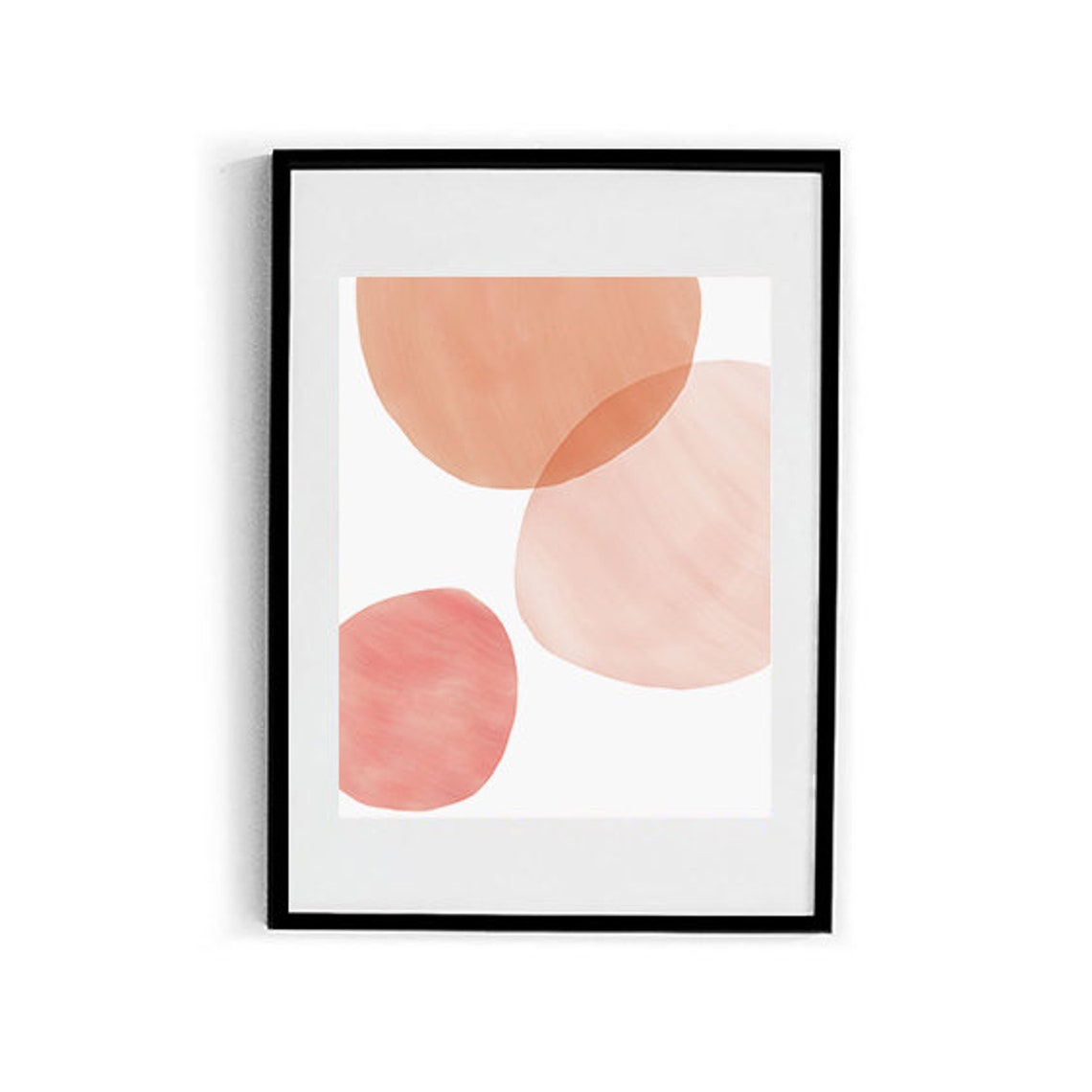 Pastel Pink Peach Circles Watercolor Soft Geometric Wall Poster - Image 2