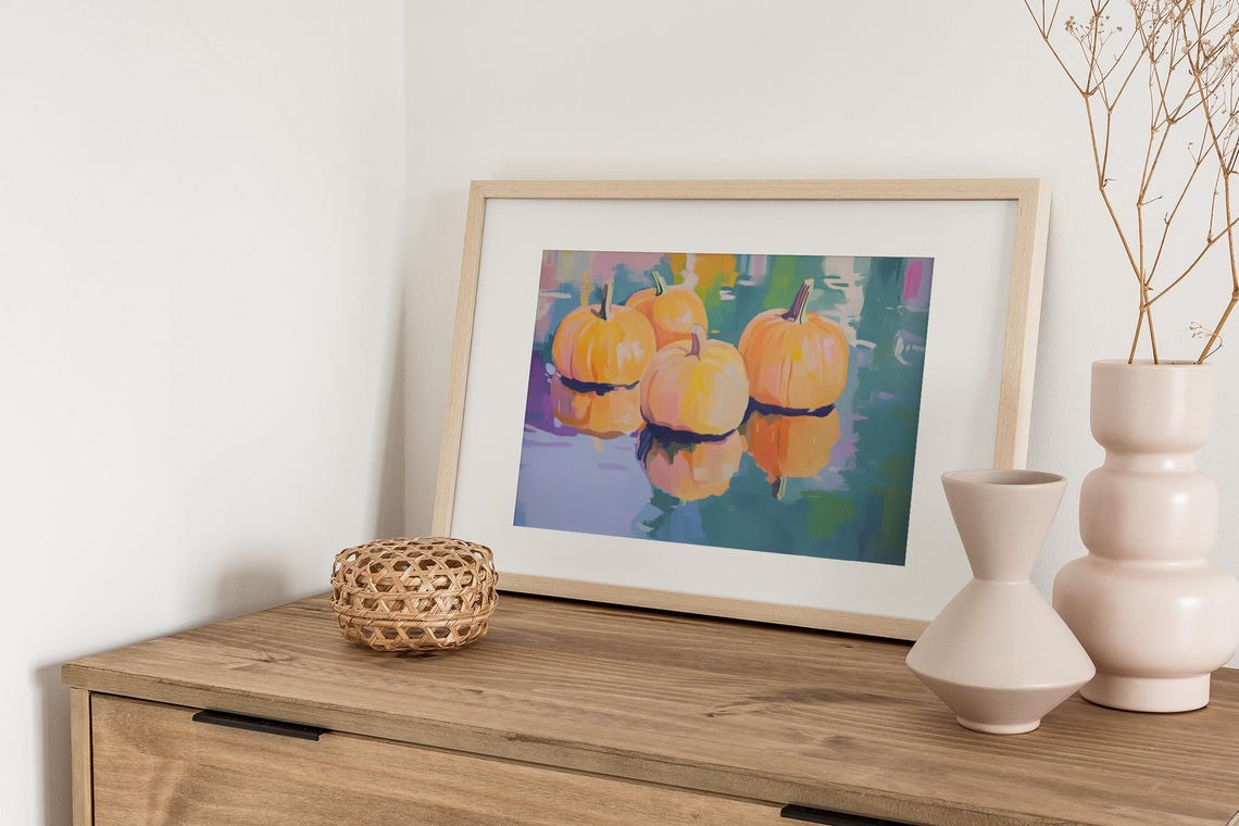 Pumpkin Still Life Painting Fall Pumpkins Impressionist Wall Poster - Image 2