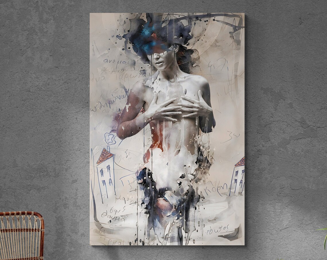 Abstract Woman Mixed Media Watercolor Portrait Modern Art Print - Image 3