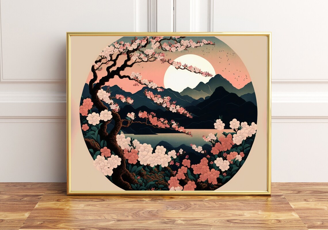 Cherry Blossoms Hokusai Artwork Poster Print