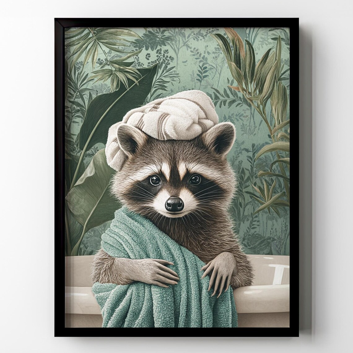Funny Raccoon Bathroom Wall Decor Art Print - Image 3