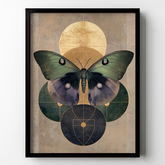 Butterfly Abstract Wall Art Painting Artful Trendy Dark Academia Occult Goth Wall Decor Modern Home Decor Gift