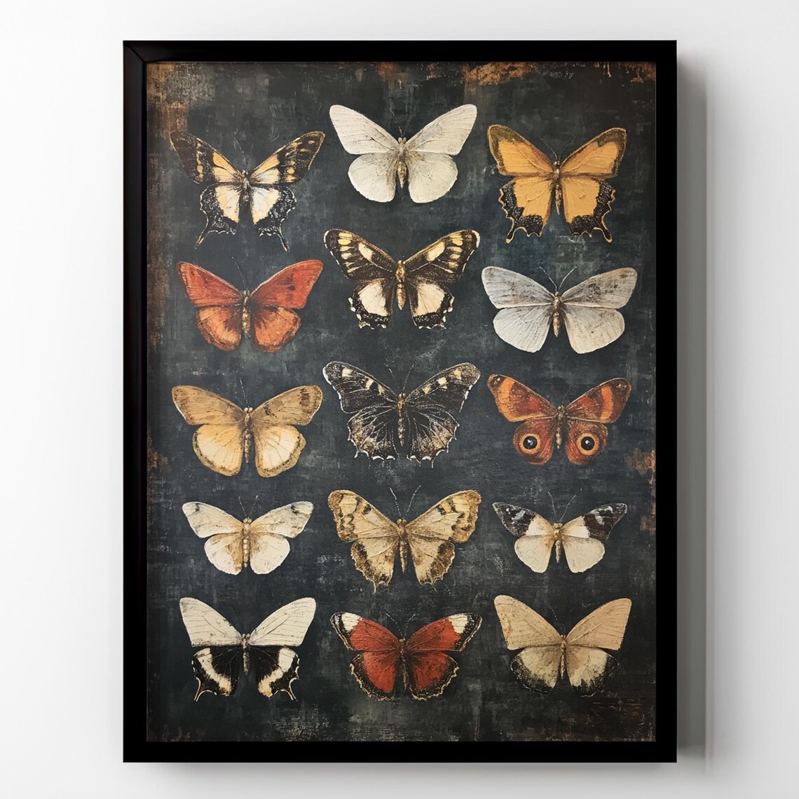Vintage Butterfly Poster, Dark Academia Gothic Decor