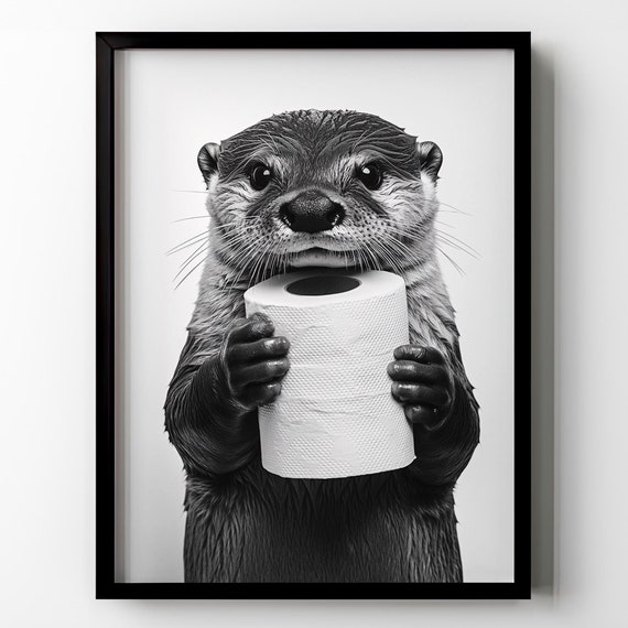 Otter Toilet Humor Bathroom Wall Art Poster Print