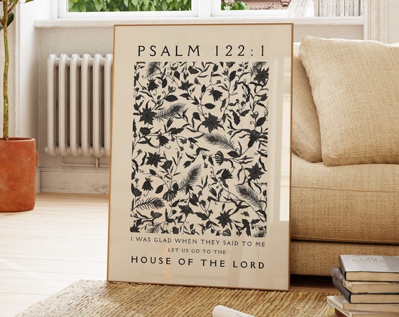 Psalm 122 Vintage Christian Wall Art Flower Market Pattern Poster Christian Home Decor Bible Verse Print Housewarming Gift