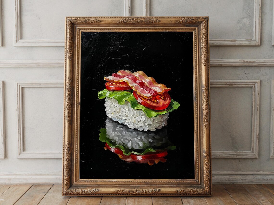 BLT Nigiri Sushi Rice Bacon Lettuce Tomato Impasto Painting Poster