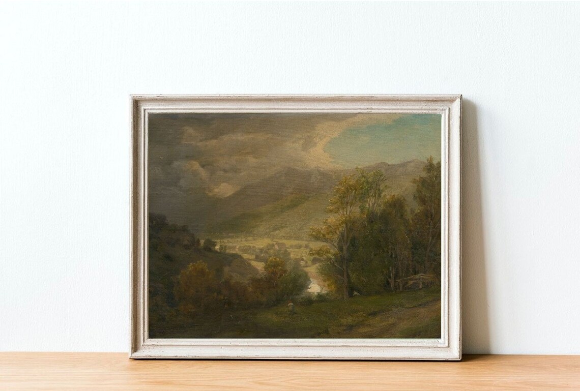 Mountain Landscape, Vintage Oil Painting Art Print - Image 4