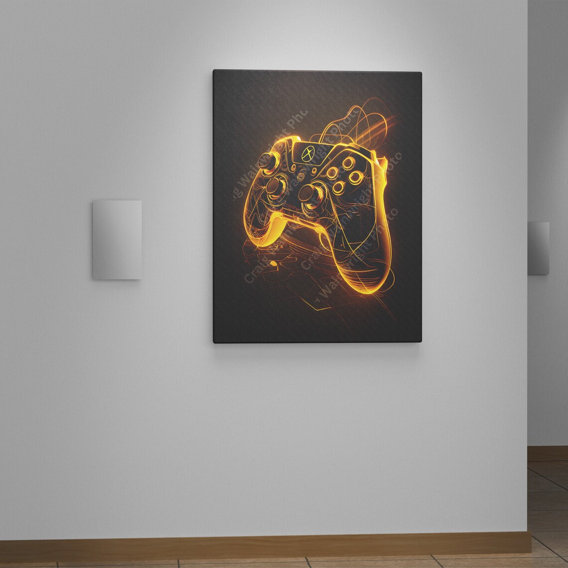 Neon Orange Glowing Xbox Game Controller Light Trail Gamer Poster - Image 4