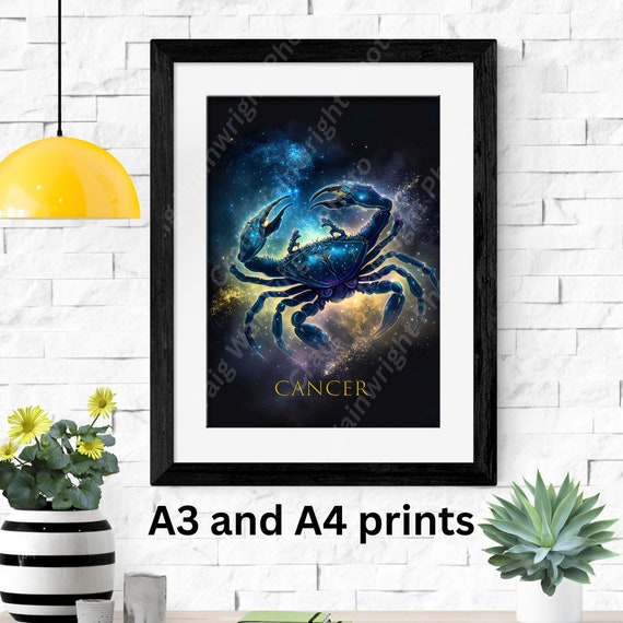 Cancer Print Astrology Art Zodiac Decor Celestial Poster Horoscope Illustration Constellation Artwork Astrology Gift Star Sign Print