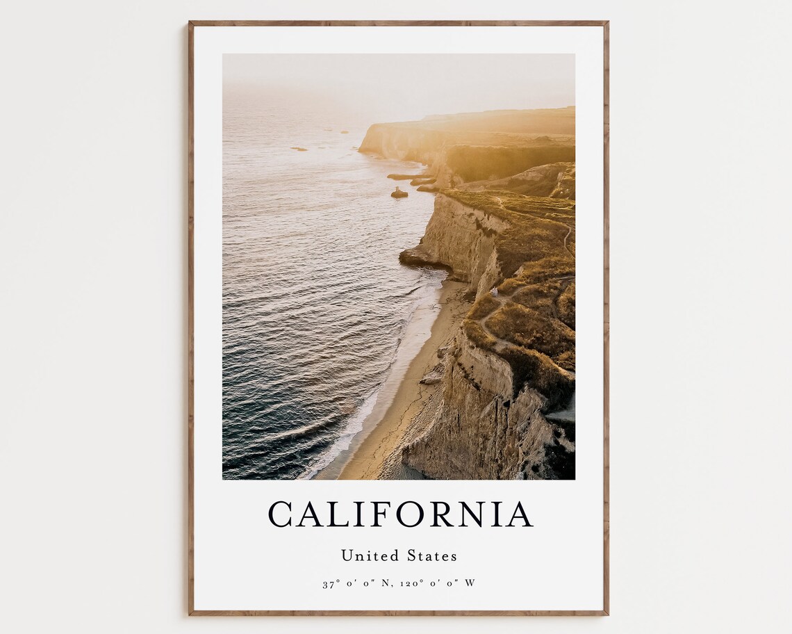 California Travel Poster, USA Wall Art Print